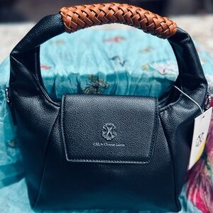NWT CXL Christian Lacroix Cora Black Top Handle Hobo Designer Crossbody Bag
